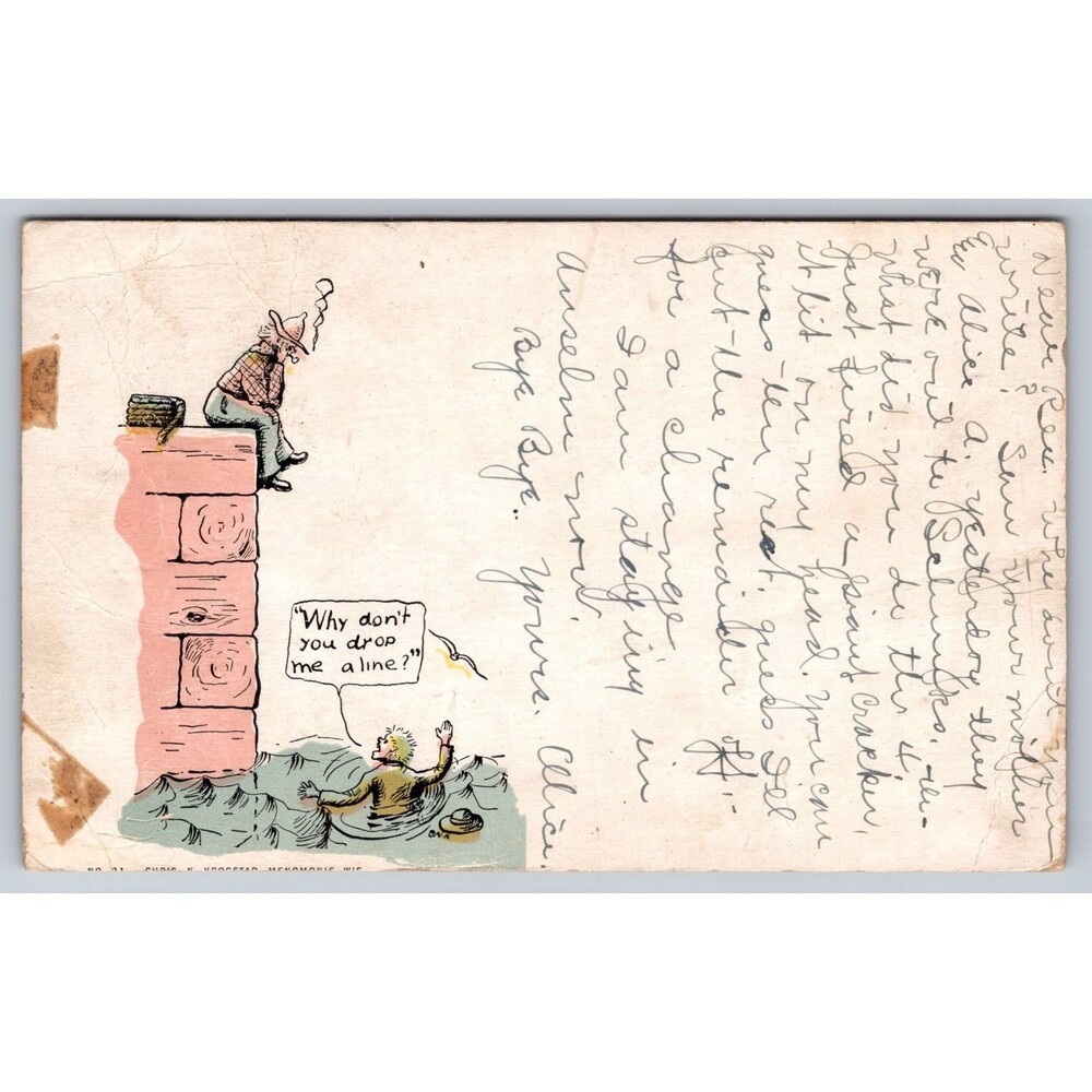 Vintage 1906 Humor Cartoon Postcard Anselm North Dakota N DAK 4th July CRACKER